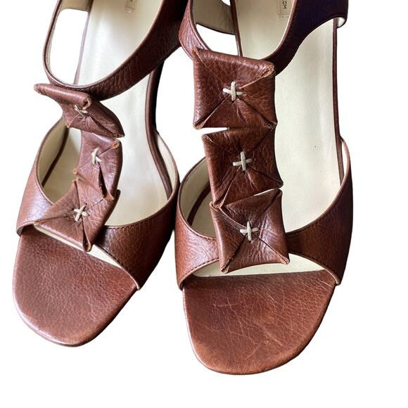 MAX STUDIO Sandal Womens Sz 8.5 Brown Leather Cognac Spring Summer - Picture 4 of 10